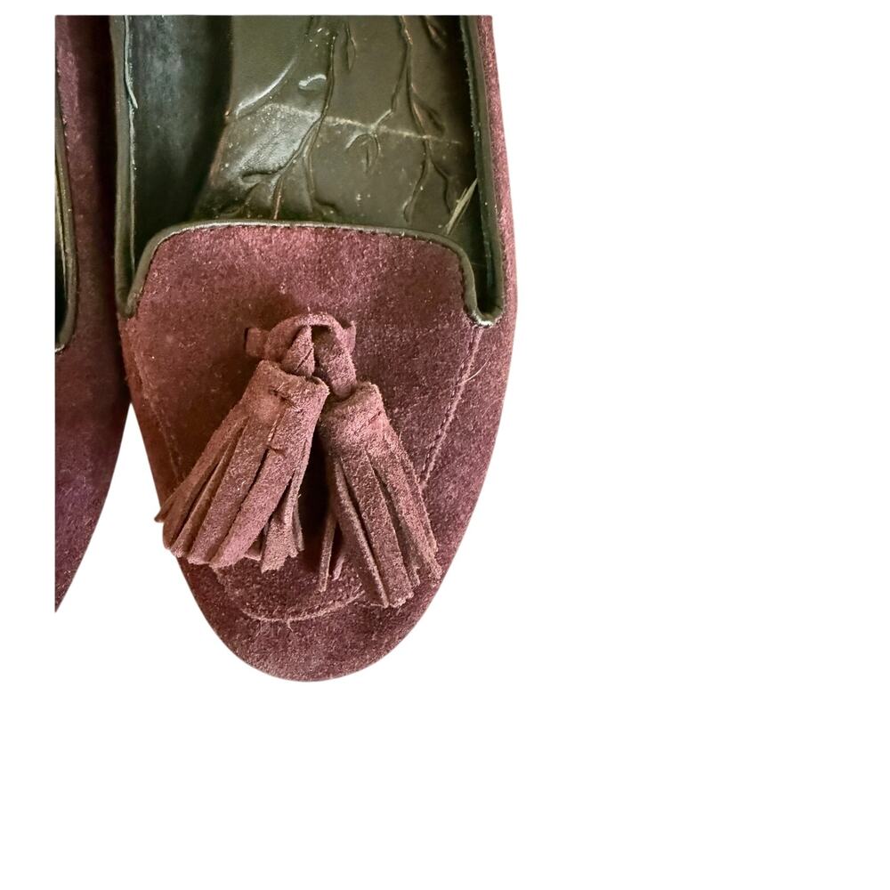 Born Burgundy Suede Tassel Loafer Comfort Flats Slip On 8M - Picture 4 of 5